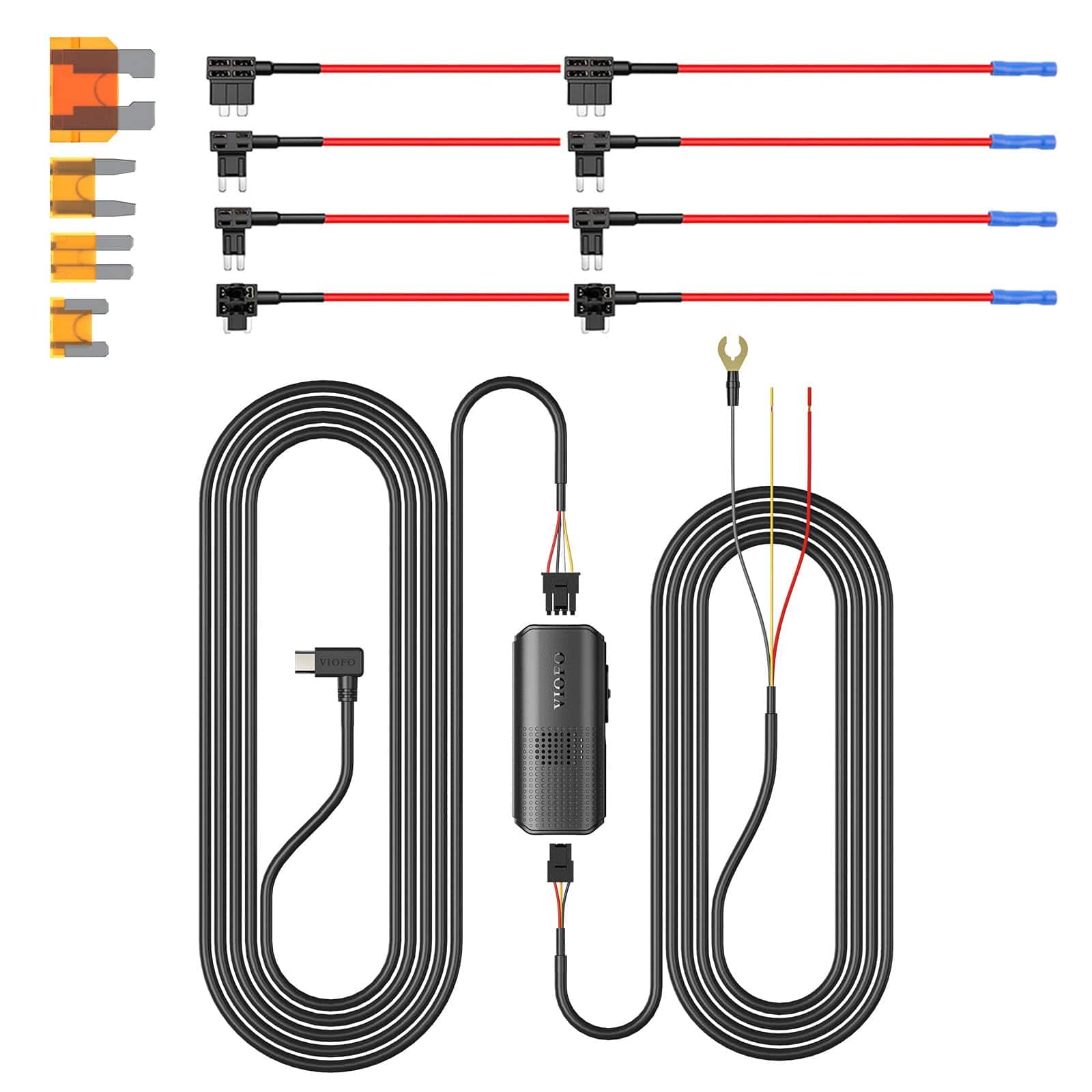 VIOFO - Type-C HK6 Acc Hardwire Kit with 8PCS Full Set Circuit Fuse Tap for A119M Pro / A229 / A329S Series Dash Cam - Black