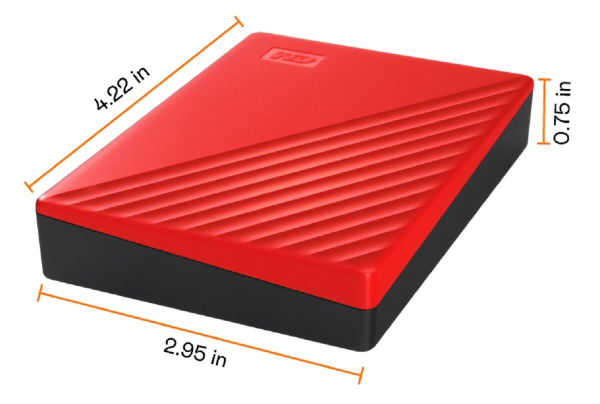 Angle. WD - My Passport 4TB External USB 3.0 Portable Hard Drive - Red.