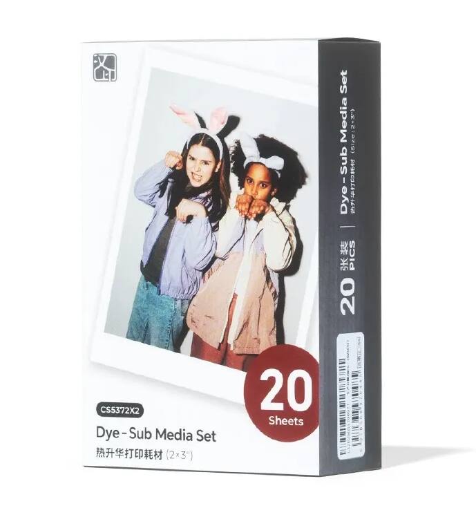 X Set Media (Size: 2-3) Dye-Sub 4 PICS 20 CS5372X2 Dye-Sub Sub Media Set (2x3") 20 Sheets CRPaTY IO1.