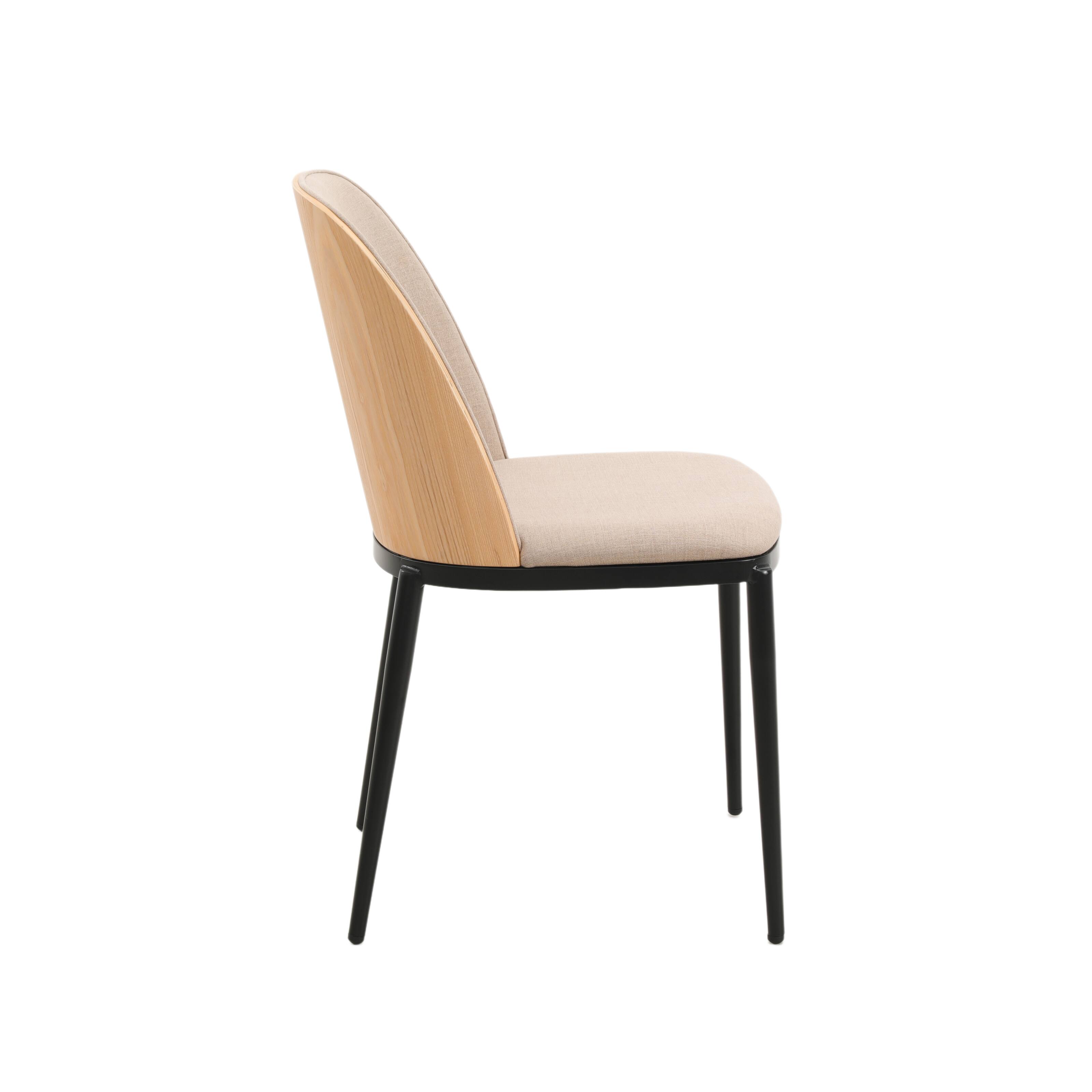 Alt View 4. LeisureMod - Tule 2-PCS Modern Upholstered Dining Chair, Mid-Century Padded Cushion Accent Side Chair with Powder-Coated Steel Legs - Natural Wood/Brown.