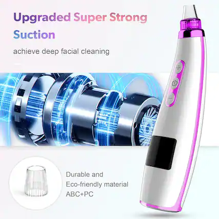 Upgraded Super Strong Suction achieve deep facial cleaning + Durable and Eco-friendly material ABC+PC
