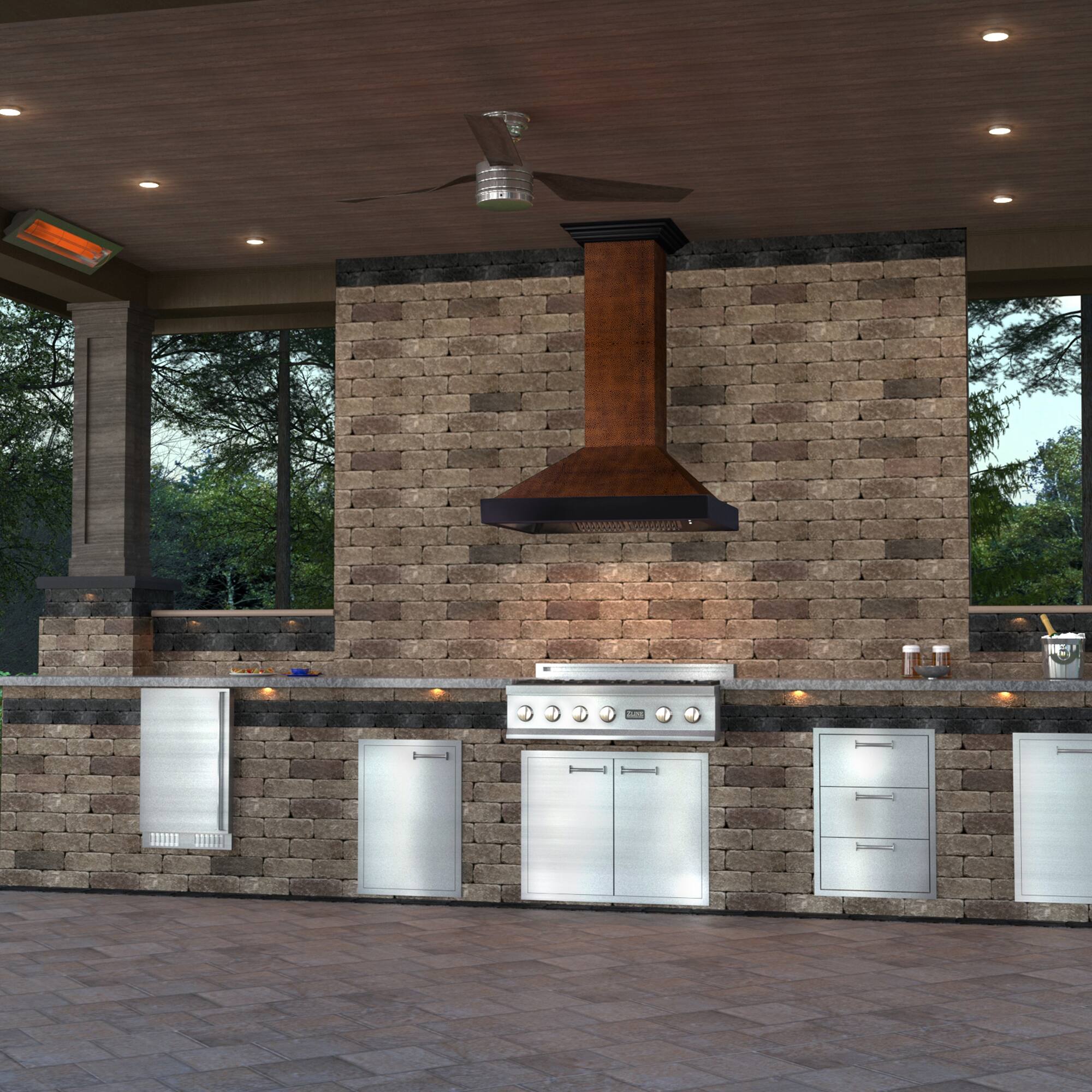 Angle. ZLINE - ZLINE 30 in. Convertible Vent Designer Series Wall Mount Range Hood (655-HBXXX-30) - Hand Hammered Copper.