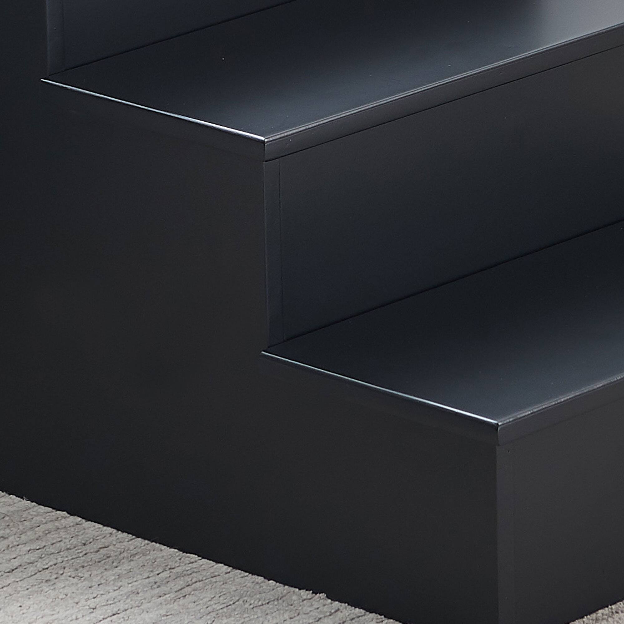 Alt View 2. Kings Brand Furniture - Kings Brand Furniture Darien 3 Step Wood Step Stool for Adults or Kids, Dog Stairs - Black.