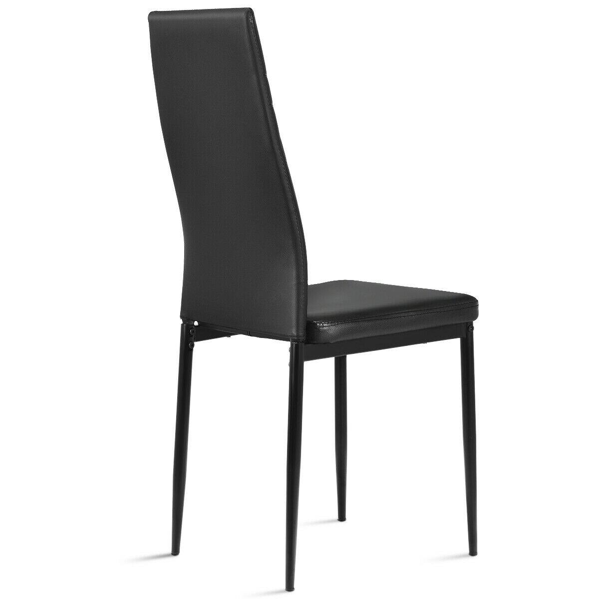 Alt View 9. Gymax - Gymax Set of 4 PVC Dining Side Chairs with Metal Frame High Back Home Kitchen Black - Black.