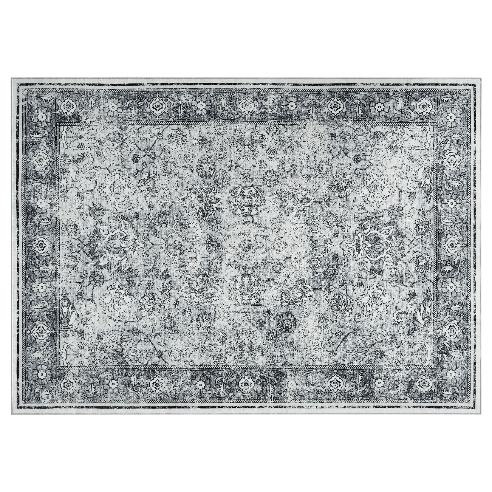 Acekool - Area Rug Washable Rug Traditional Mat Retro Accent Ru - Gray A