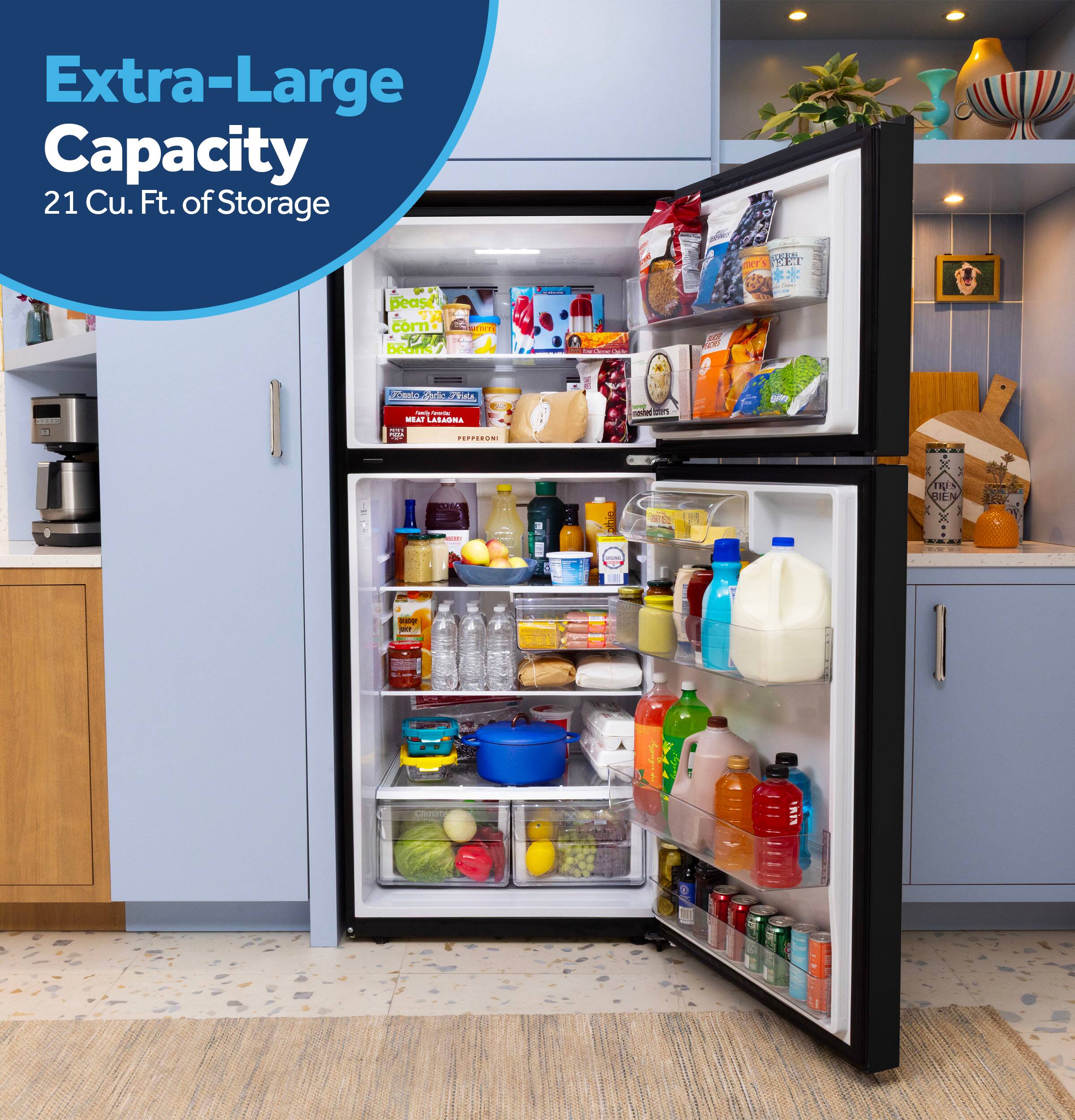 Extra-Large Capacity  
21 Cu. Ft. of Storage
