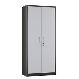 Boyel Living - Steel Storage Cabinet with Locking Doors and Adjustable Shelves, 31.5 in. W x 70.9 in. H - Black/grey