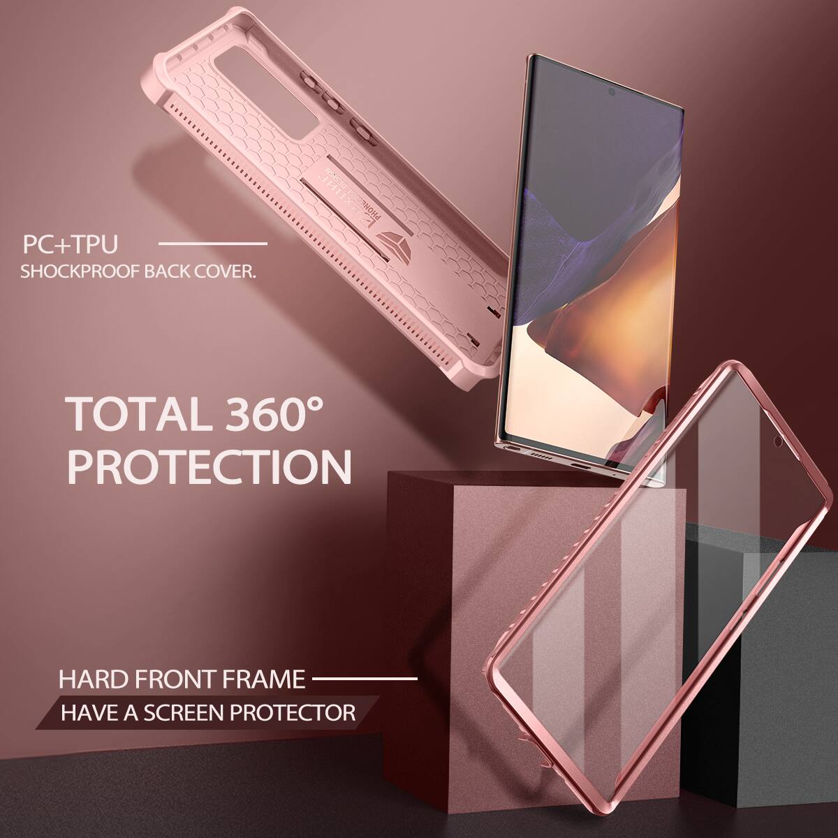 PC+TPU SHOCKPROOF BACK COVER. TOTAL 360° PROTECTION HARD FRONT FRAME HAVE A SCREEN PROTECTOR.