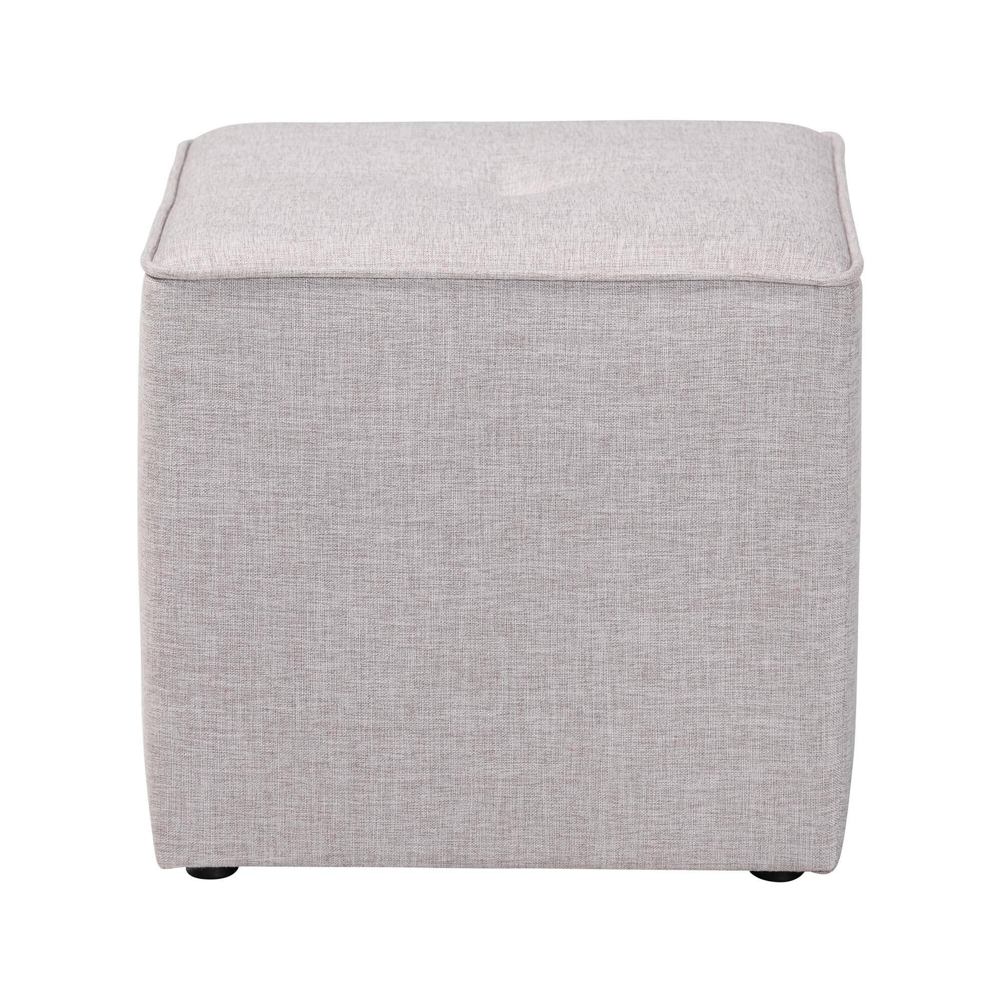 Angle. Baxton Studio - Corinne Modern and Contemporary Fabric Upholstered Ottoman - Light Grey.