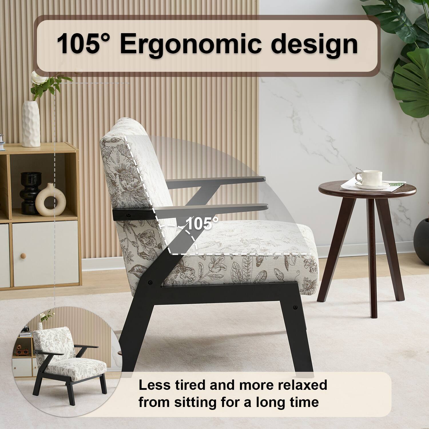 105° Ergonomic design

Less tired and more relaxed from sitting for a long time