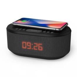 Dazzed Corner - Bluetooth Speaker & Wireless Charger, LED Display, Dual Alarms, Night Light - Black
