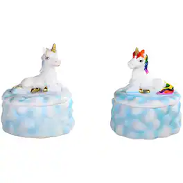 FC Design - 2-PC Set 3.5"H Lucite Rainbow Mane Unicorn Trinket Box Computer Desk Tabletop Decoration - Multi-Color