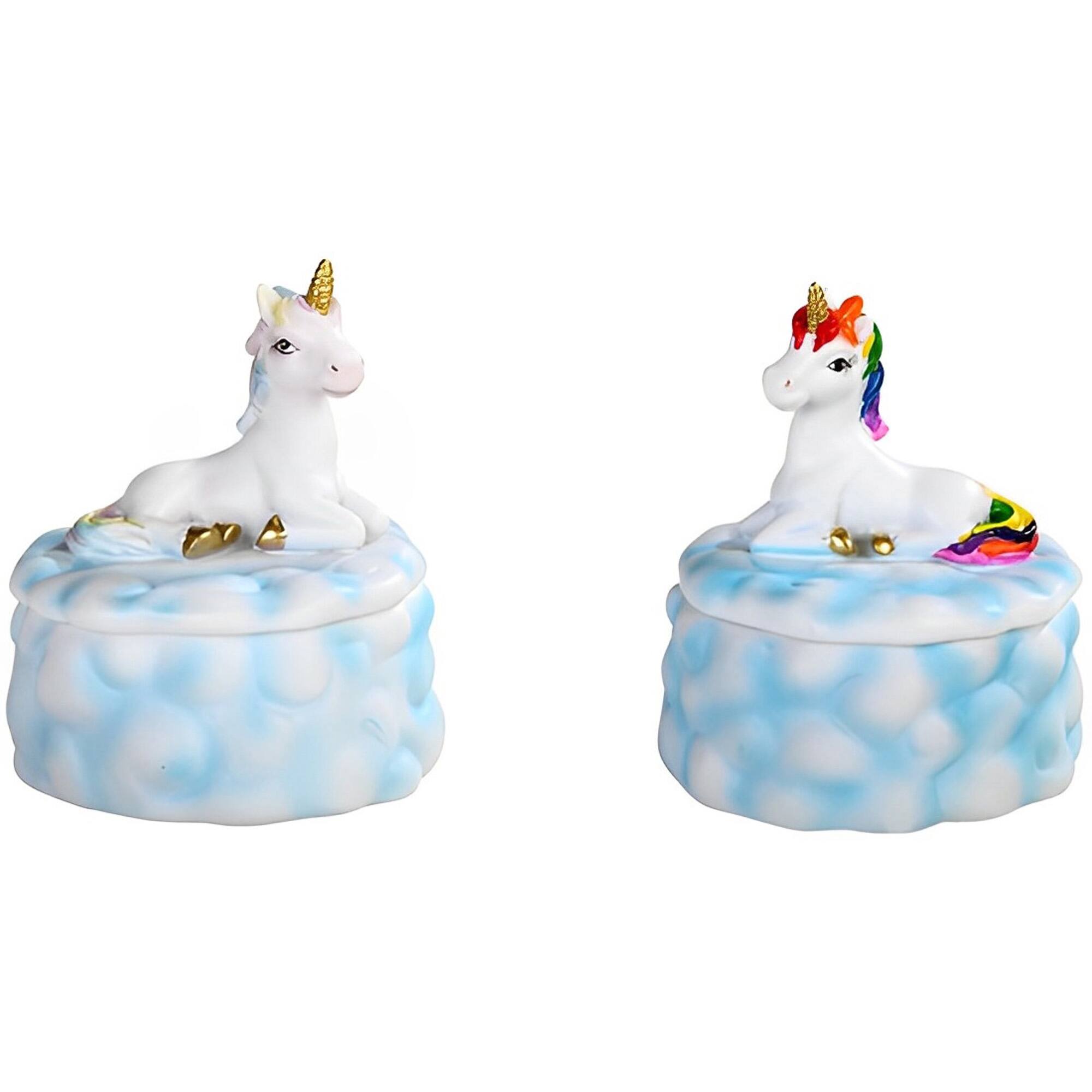 Front. FC Design - FC Design 2-PC Set 3.5"H Lucite Rainbow Mane Unicorn Trinket Box Computer Desk Tabletop Decoration - Multi-Color.