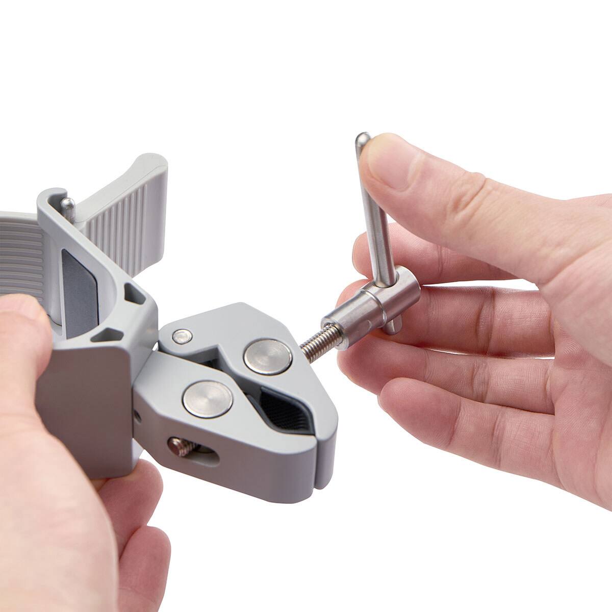 Alt View 4. Amaran - amaran Crab-Shaped Light Stand Clamp for Peak Battery Grip, Silver - White.