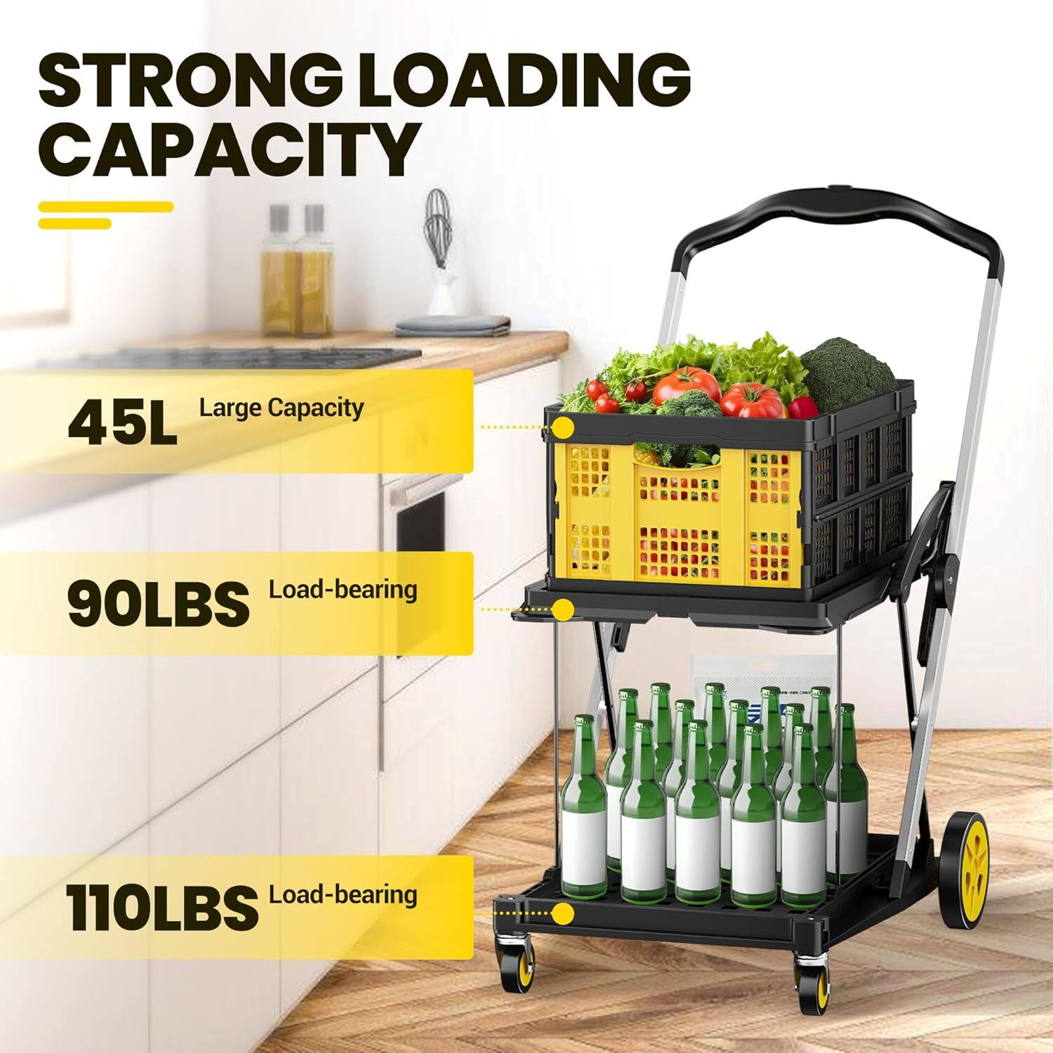 Silvel Collapsible Shopping Cart, 8 in 1 200LBS Multi