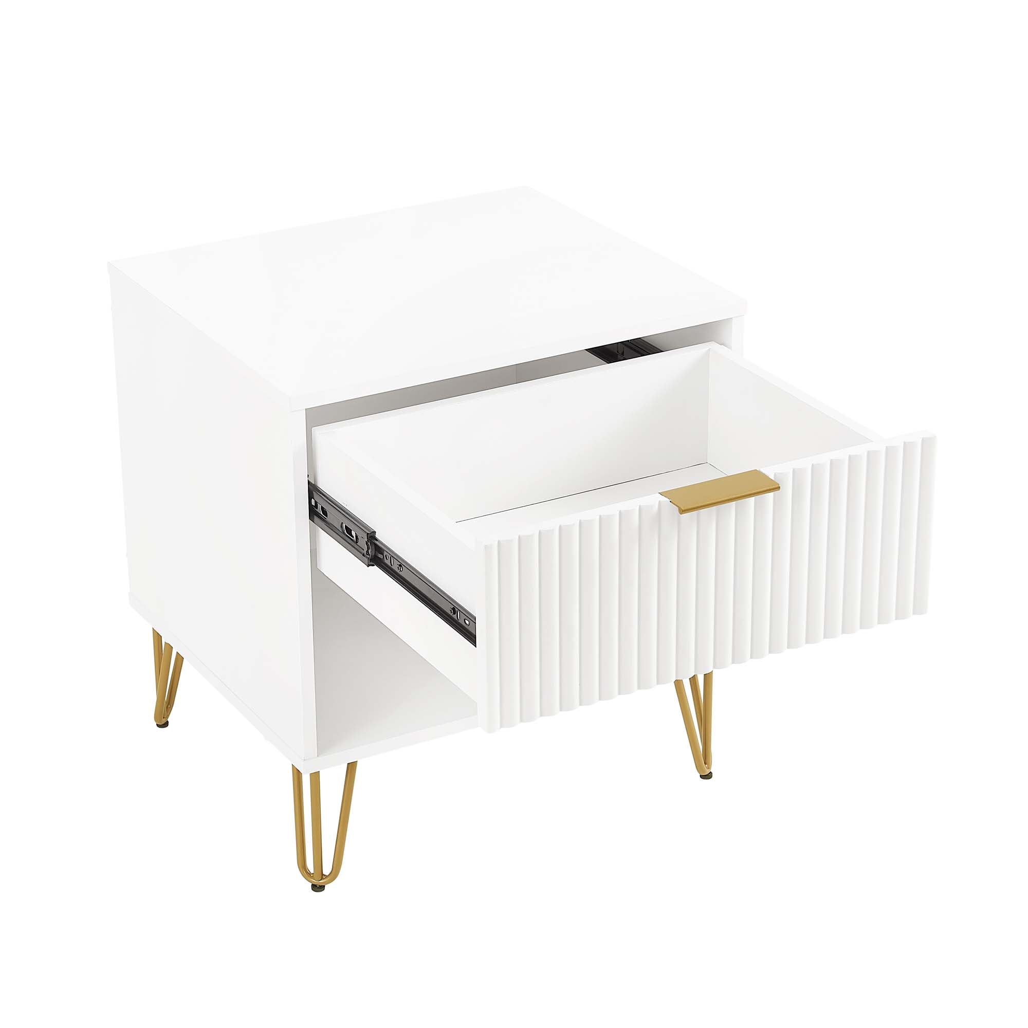 Alt View 3. Manhattan Comfort - Dumbo Modern 20" Fluted Nightstand - Set of 2 - White.