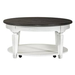 Liberty Furniture Industries - Allyson Park Round Cocktail Table in Wirebrushed w/ Charcoal Top - White