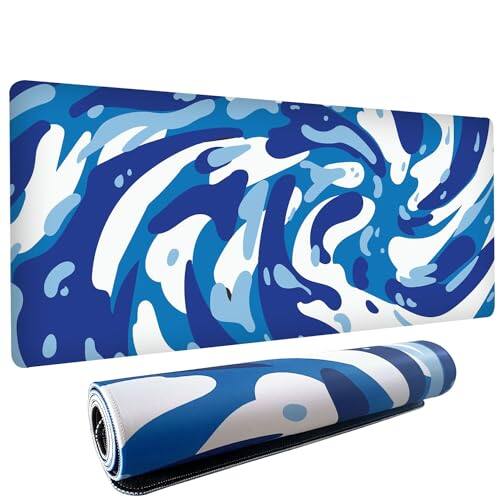 Front. Earthley Blooms - Fluid Pattern Xxl Mouse Pad Super Thick Waterproof Large Gaming Mousepad With Stitched Edge Computer Desk - fluid blue-15.7L x 31.5W inches.