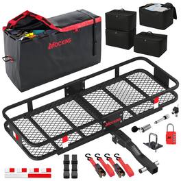 Mockins - 48 in. x 18 in. x 6 in. Trailer Hitch Cargo Carrier Rack w/ 15 Cu Ft. Cargo Bag, 4 Packing Cubes & Accessories