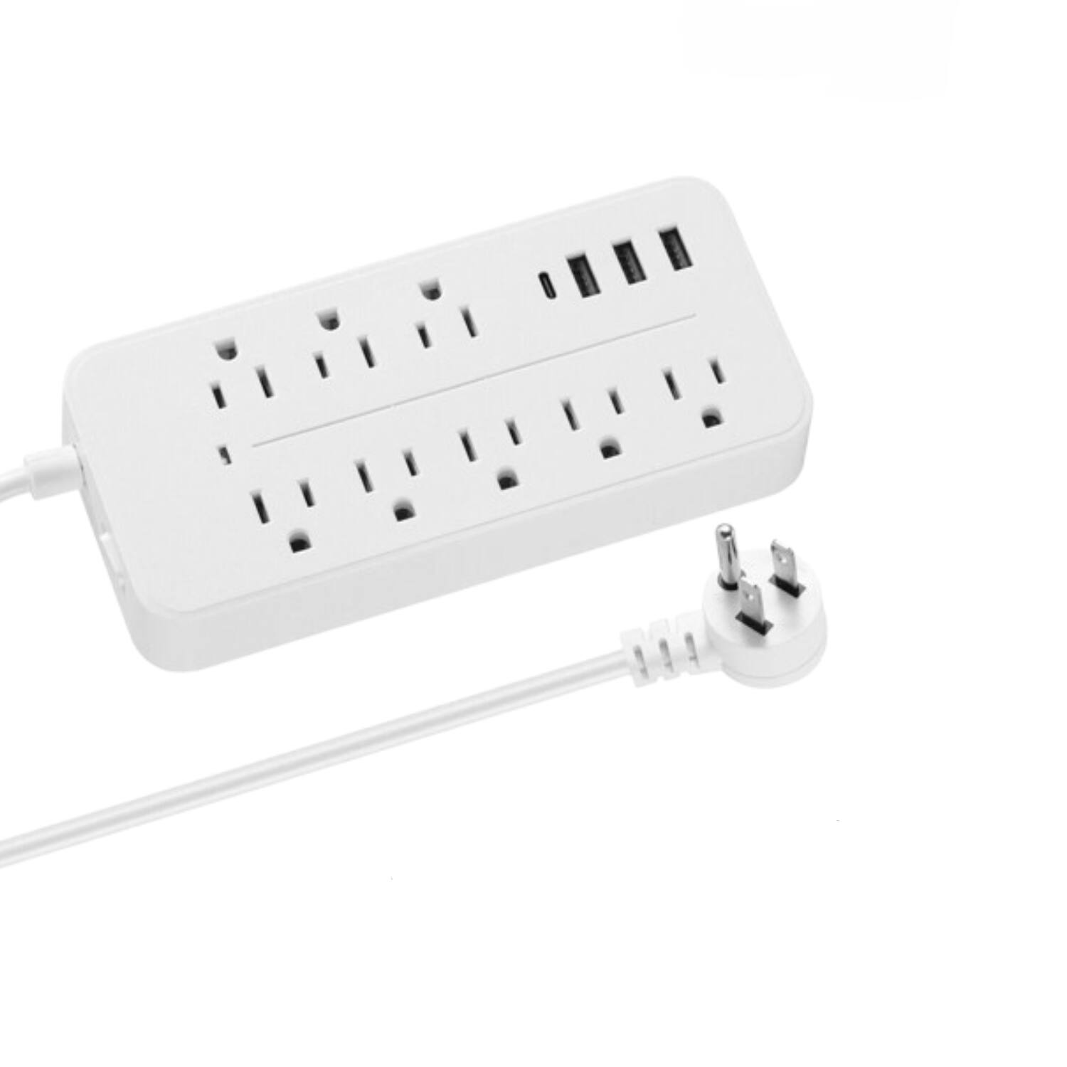 Front. Stock Preferred - Multi 8-Outlet Surge Protector Power Strip with 4 USB Ports White - White.