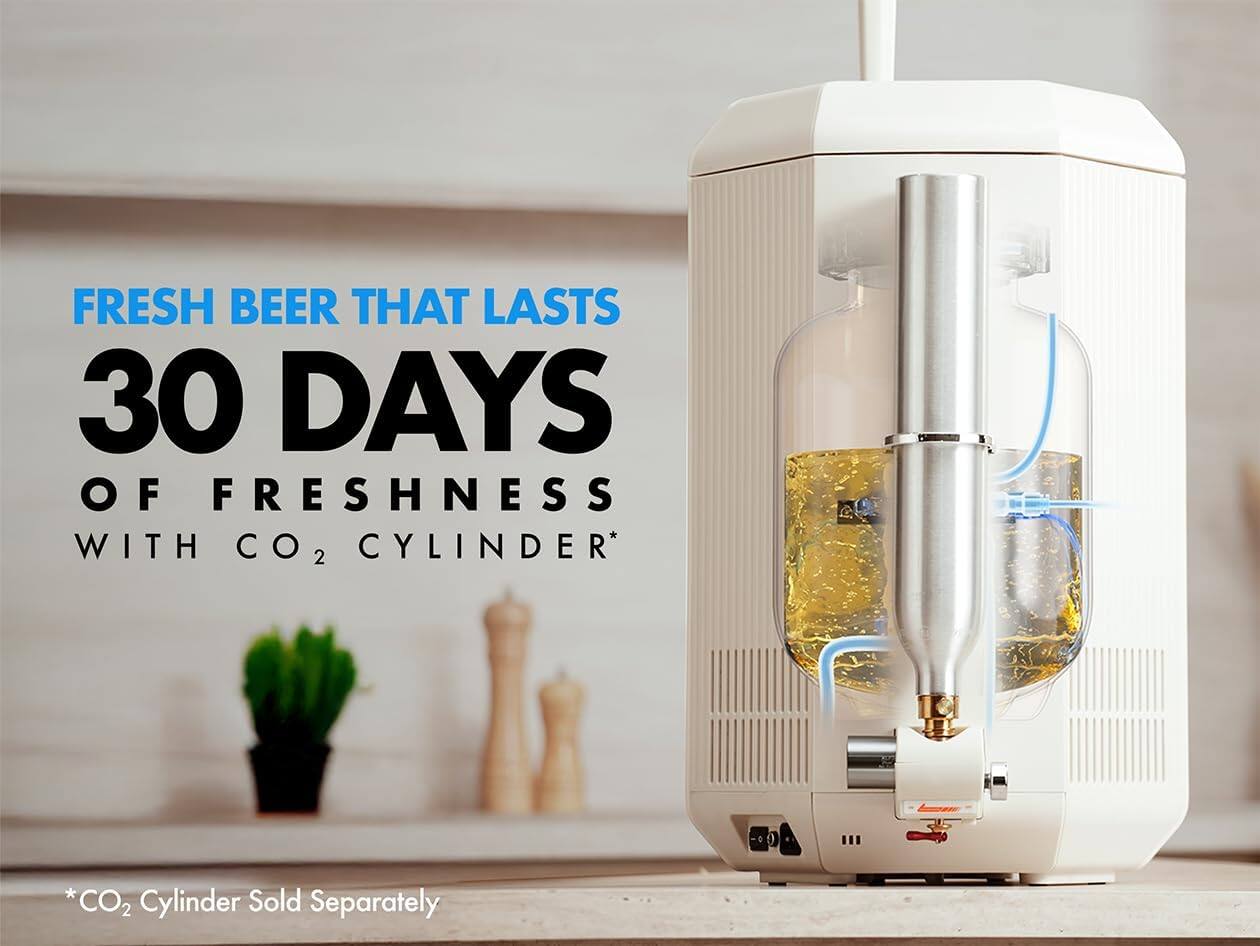 FRESH BEER THAT LASTS  
30 DAYS  
OF FRESHNESS  
WITH CO₂ CYLINDER*  
*CO₂ Cylinder Sold Separately
