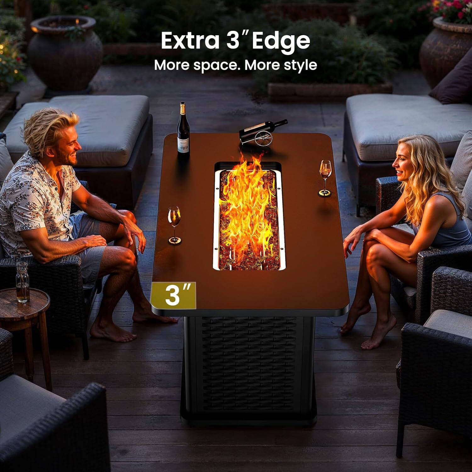 Extra 3" Edge  
More space. More style