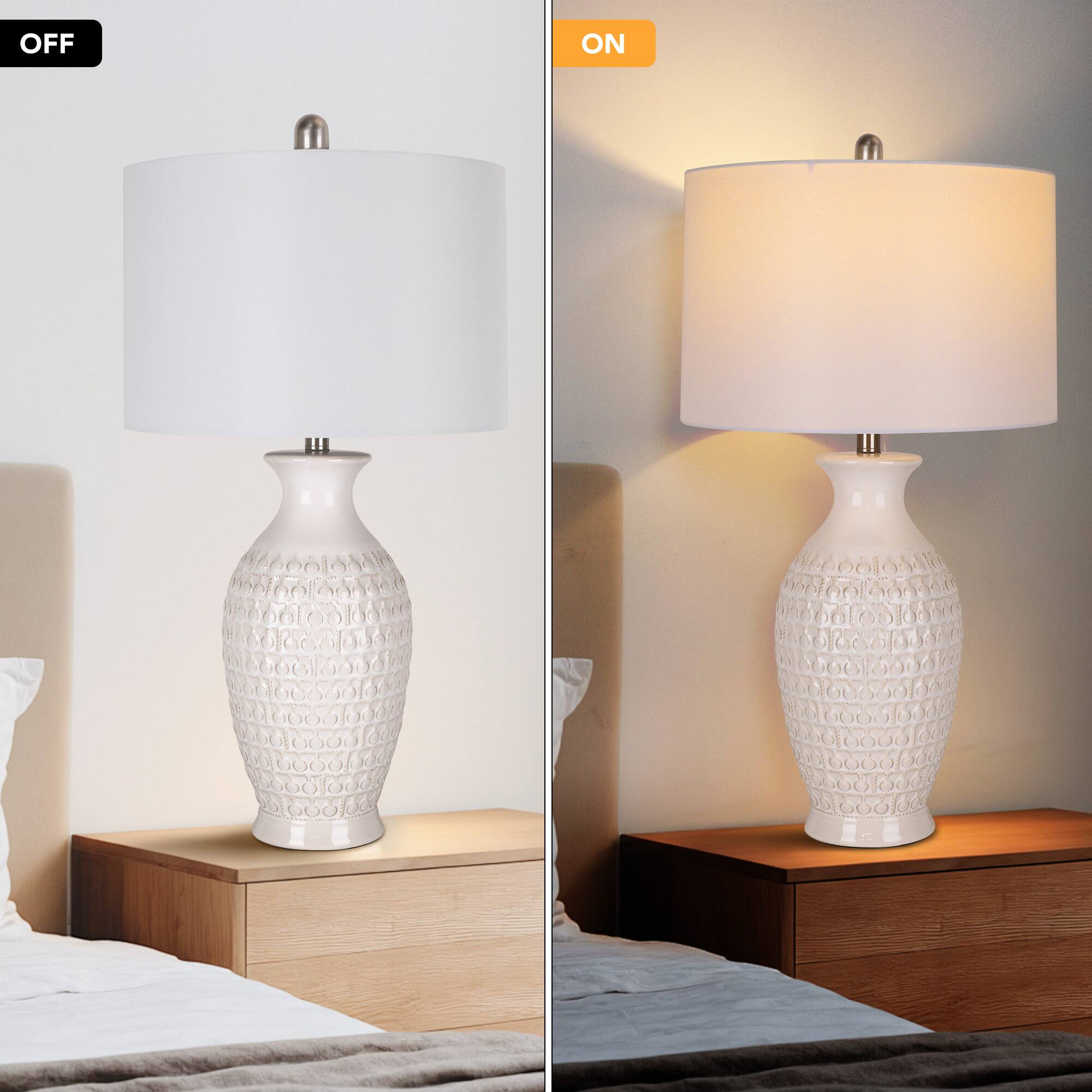 Left. partphoner - Modern Ceramic Table Lamp - White.
