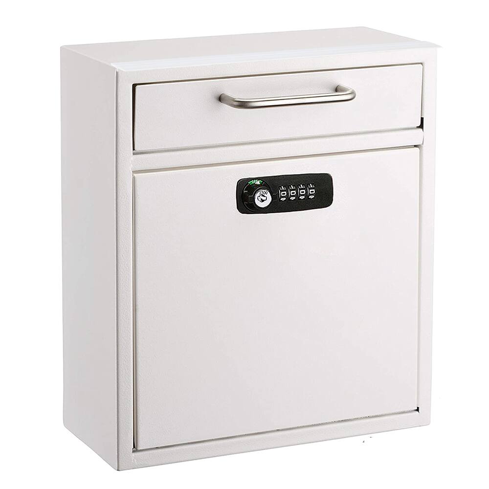 Alt View 4. AdirOffice - Drop Box Medium Steel Wall-Mounted Drop Box Mailbox with Combination Lock - White.