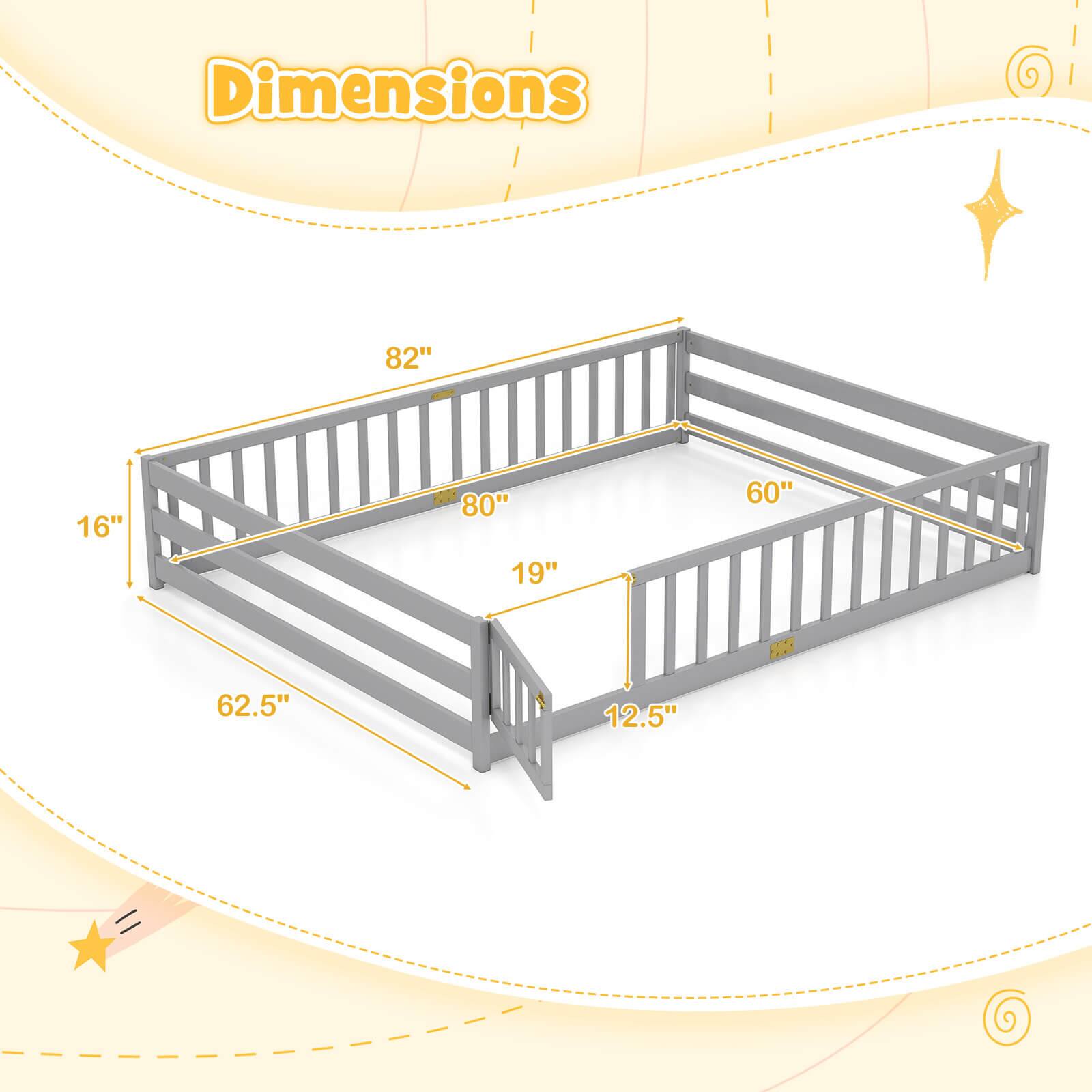 Dimensions:  
- Length: 82"  
- Width: 60"  
- Height: 16"  
- Inside Length: 80"  
- Inside Width: 62.5"  
- Stair Height: 19"  
- Stair Width: 12.5"
