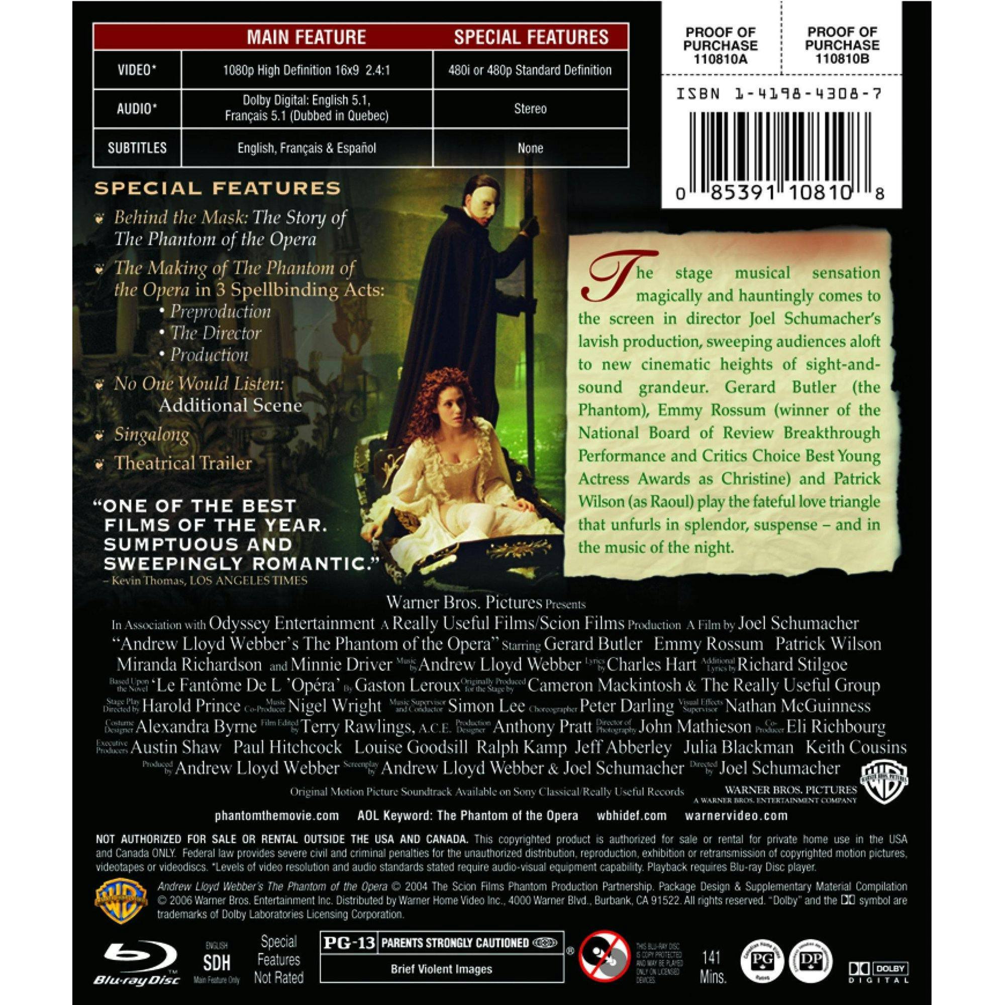 Angle. The Phantom of the Opera [Blu-ray].