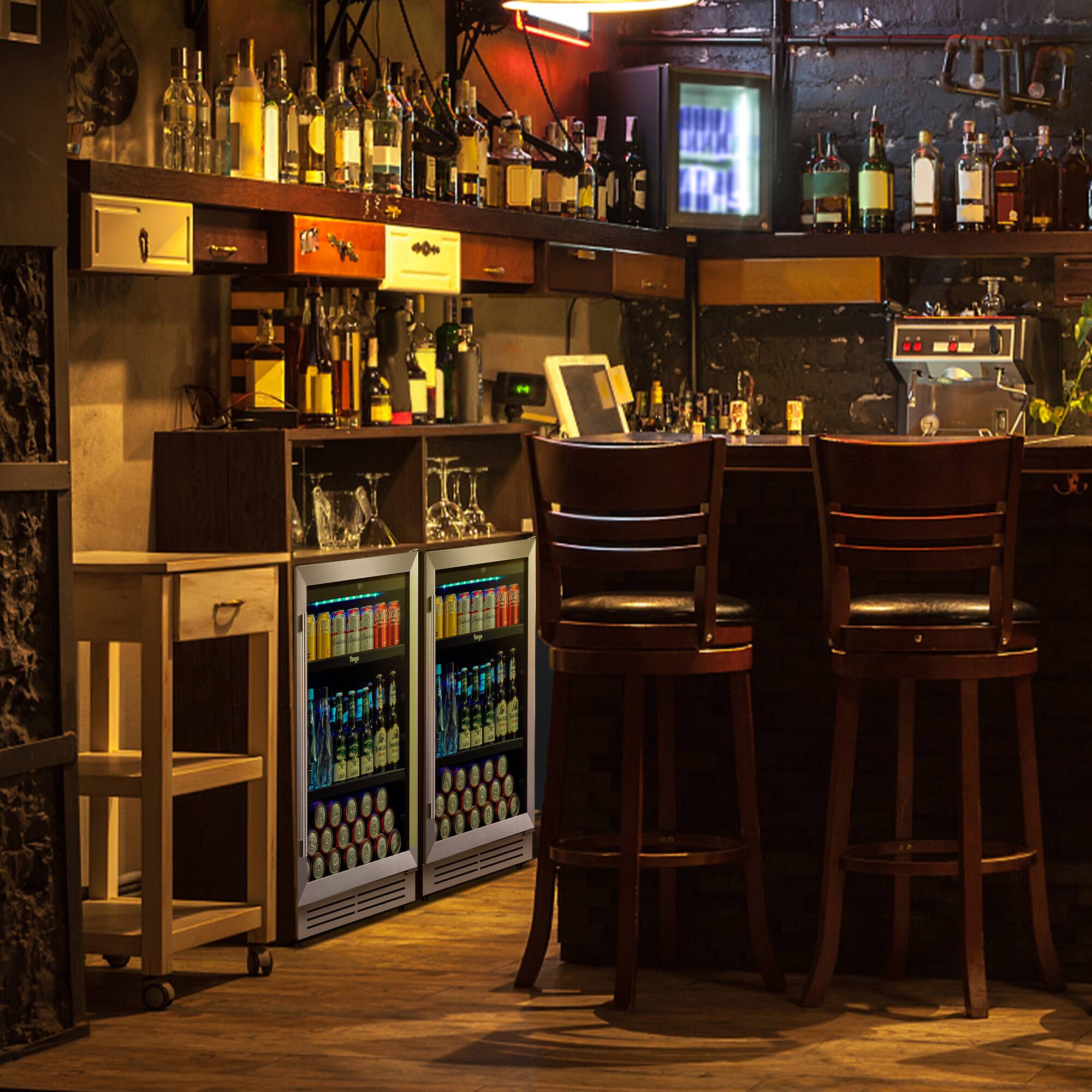 Alt View 7. Yeego - 360 Cans Beverage Refrigerator Cooler,Tow 24in Can Beverage Fridge with Double Layer Galss,Built-in or Freestanding for - Silver.