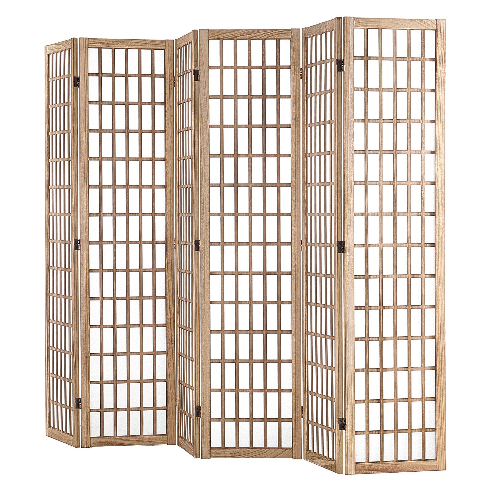 Alt View 5. VEVOR - Room Divider, 6 Panel Japanese Room Divider, Wood Folding Privacy Screen Indoor, Japanese Partition Dividers Portable - Wooden.