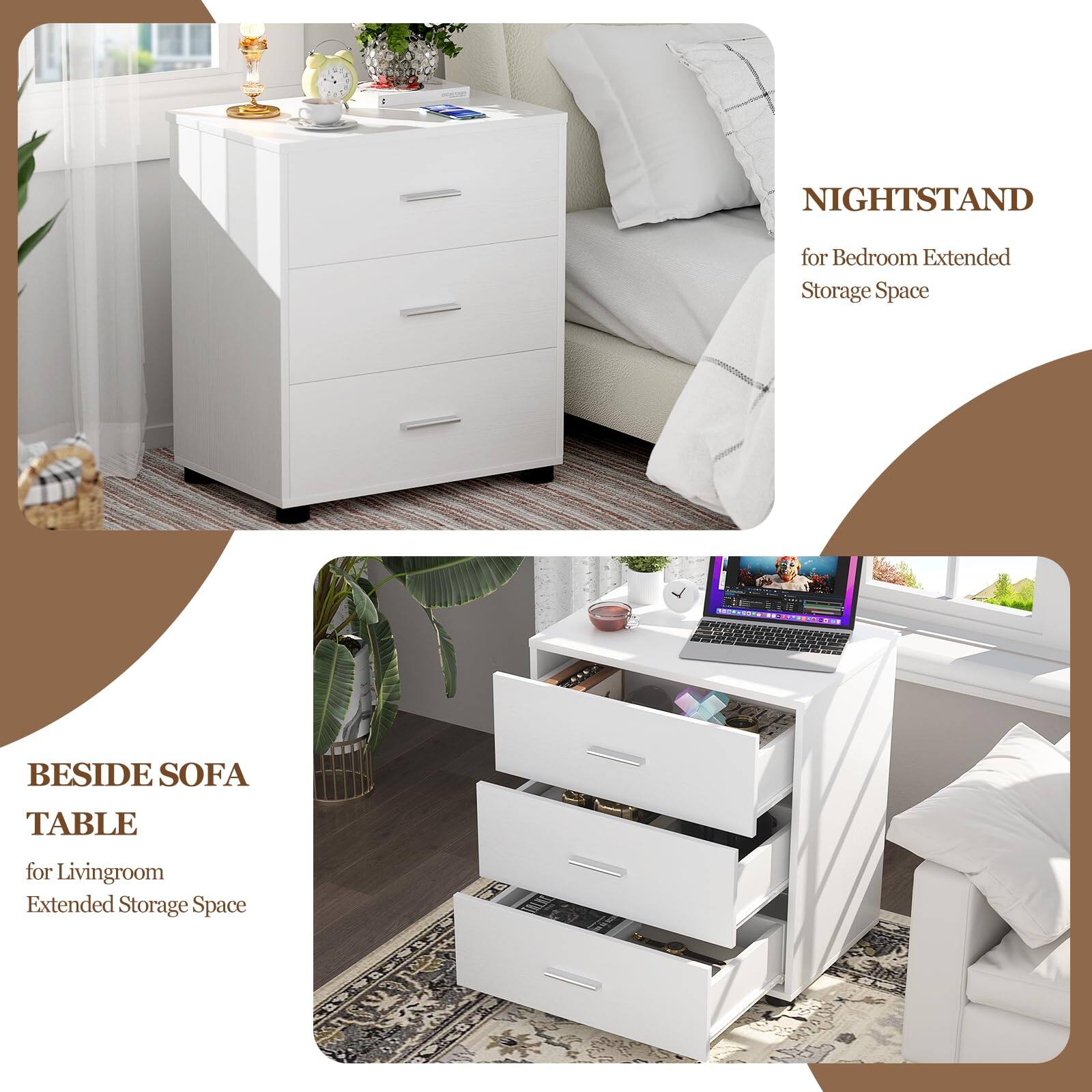 NIGHTSTAND for Bedroom Extended Storage Space  
BESIDE SOFA TABLE for Livingroom Extended Storage Space