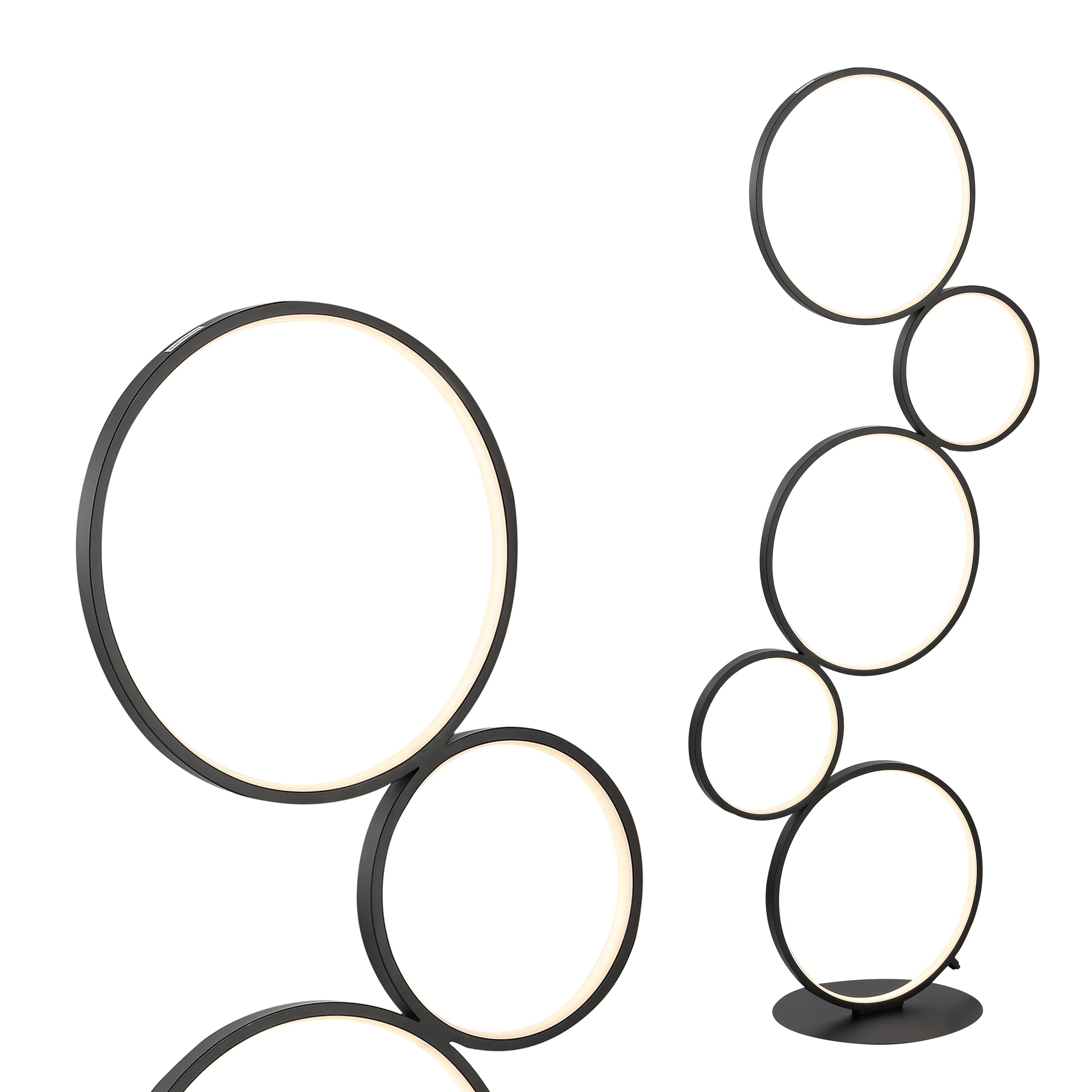"Jonathan Y - Pluto Stacked Circles 45"" 5-Light Contemporary Modern Iron/Aluminum Integrated LED Floor Lamp - Black" price history on PriceWatchPro