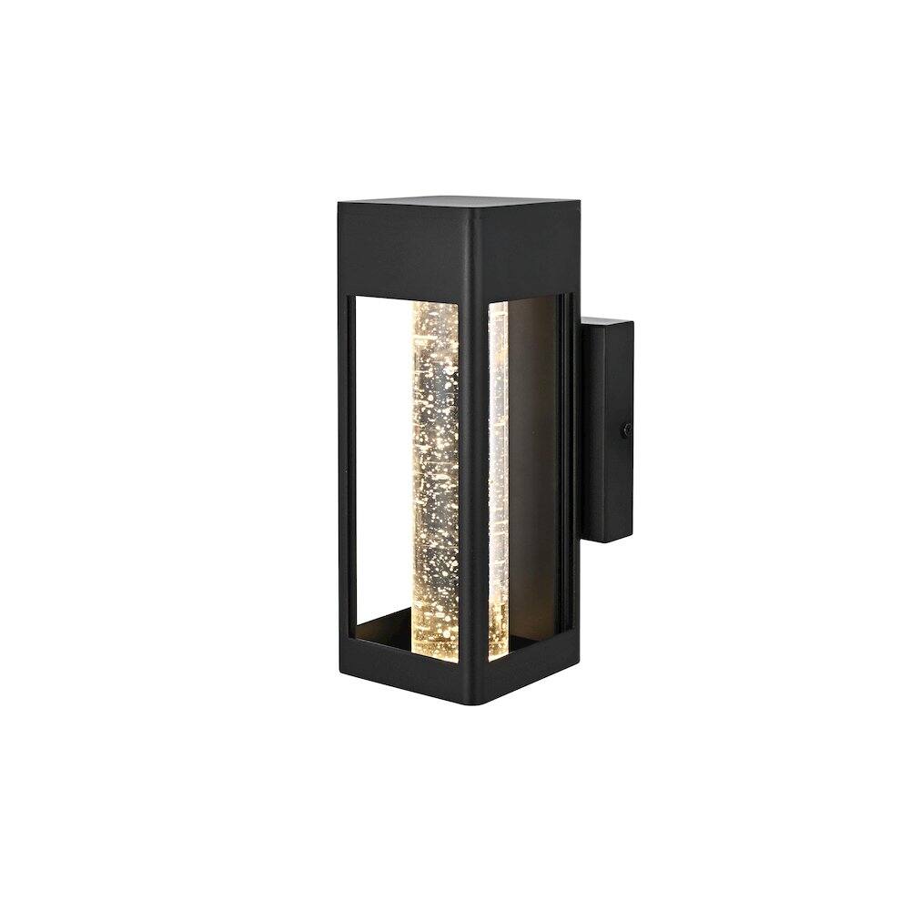 Angle. Elegant Lighting - Amaris 10 inch LED Outdoor Wall sconce in Black - Black And Clear.