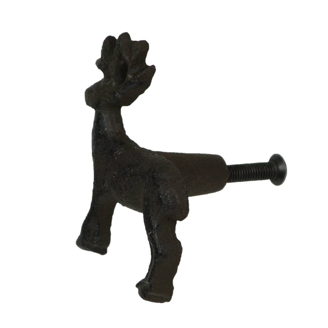 Alt View 2. Zeckos - Set of 6 Cast Iron Deer Drawer Pulls Decorative Cabinet Knob Rustic Home Decor - Brown.