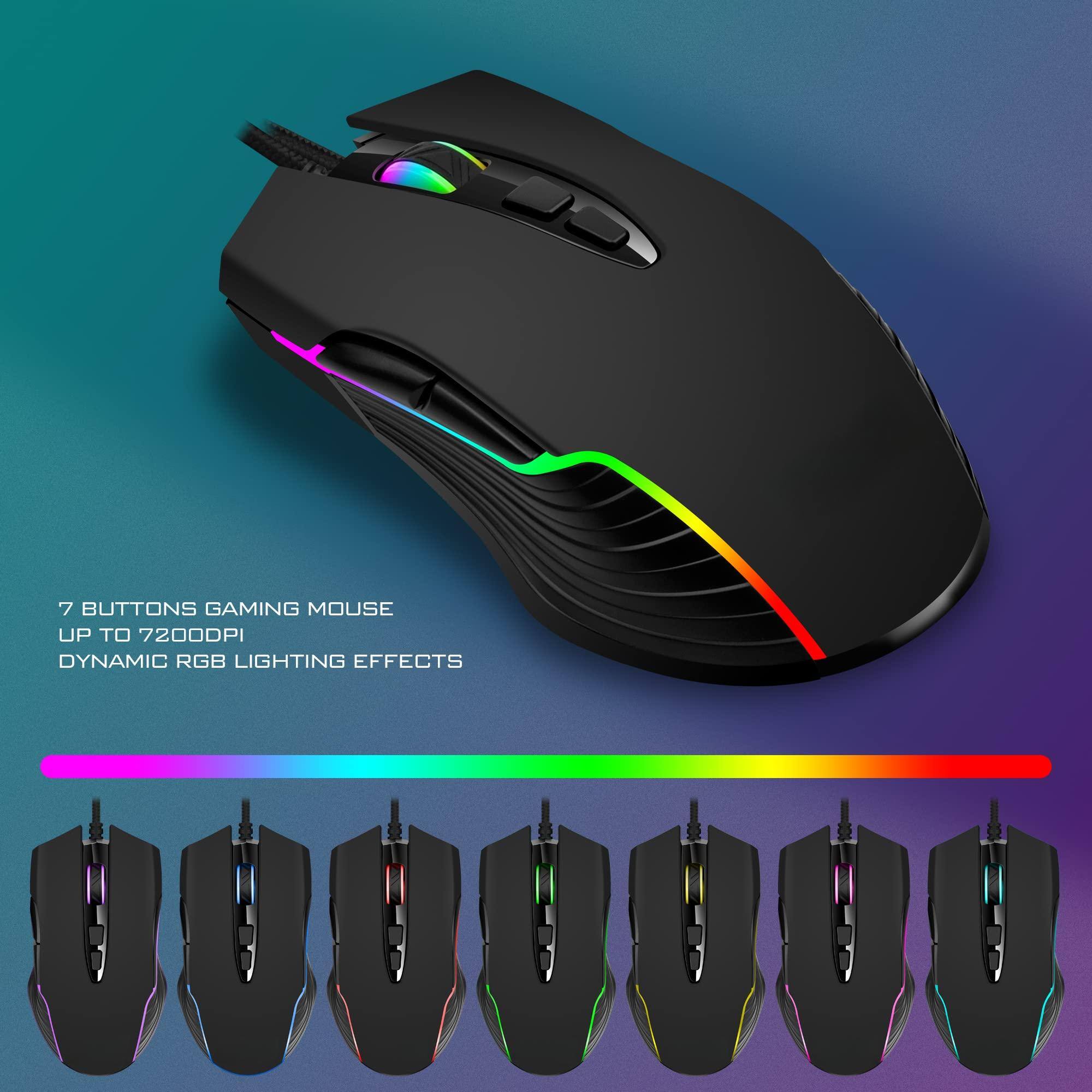 7 BUTTONS GAMING MOUSE  
UP TO 7200DPI  
DYNAMIC RGB LIGHTING EFFECTS