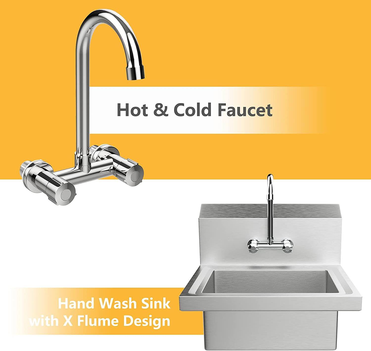 Hot & Cold Faucet  
Hand Wash Sink with X Flume Design