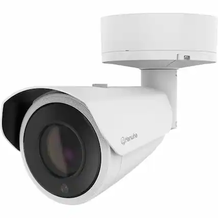 Front. Samsung - Hanwha PNO-A9311R 4K Network Camera - Color - Bullet - White - 229.66 ft Infrared Night Vision - H.264, H.265, MJPEG - White.
