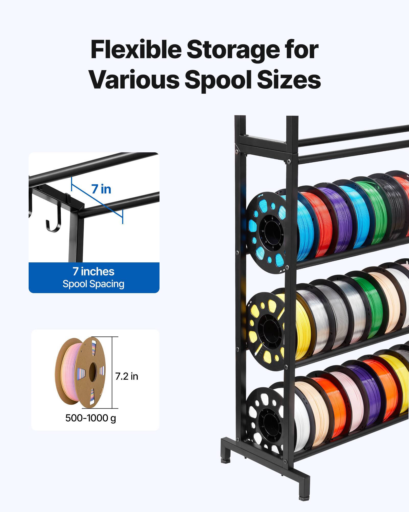 Flexible Storage for Various Spool Sizes, 7 inches Spool Spacing, 7.2 in, 500-1000 g