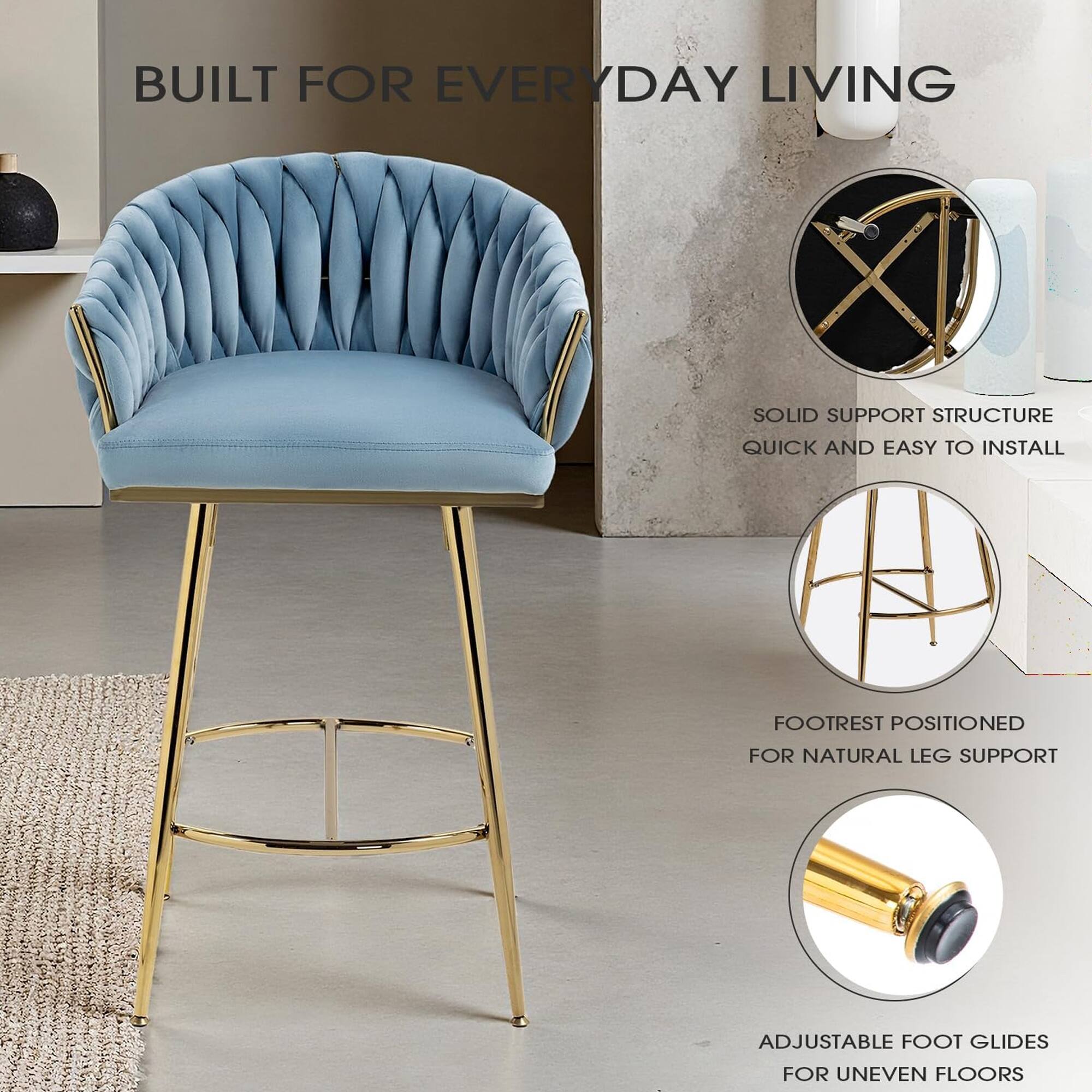 BUILT FOR EVERYDAY LIVING

- SOLID SUPPORT STRUCTURE
- QUICK AND EASY TO INSTALL

- FOOTREST POSITIONED FOR NATURAL LEG SUPPORT

- ADJUSTABLE FOOT GLIDES FOR UNEVEN FLOORS