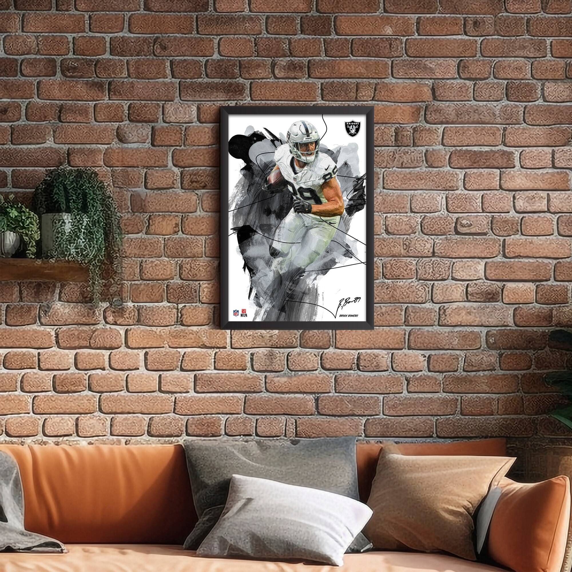 Alt View 1. Sporticulture - Brock Bowers Las Vegas Raiders 27" x 39" Brush Stroke Player Framed Art Print - Multicolor.