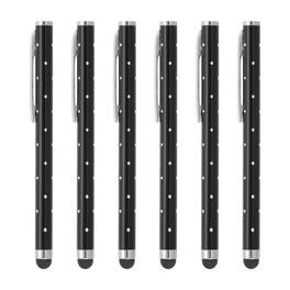 Unique Bargains - Stylus Pens for Touch Screens, 6pcs High Precision Universal Bling Metal Capacitive Pen for Touch Screen Devices Phone - Black