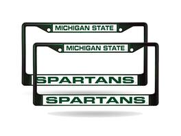 Rico Industries - Michigan State Spartans (Set of 2) Green Painted Metal Laser Cut License Plate Frames - Multi