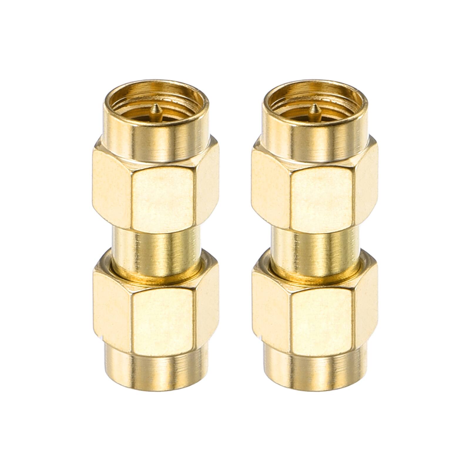 Unique Bargains - 2pcs SMA Straight Adapter, SMA Male to Male 50 Ohm for Antennas/Signal/Test/Router/Car Navigation - Gold