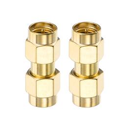 Unique Bargains - 2pcs SMA Straight Adapter, SMA Male to Male 50 Ohm for Antennas/Signal/Test/Router/Car Navigation - Gold