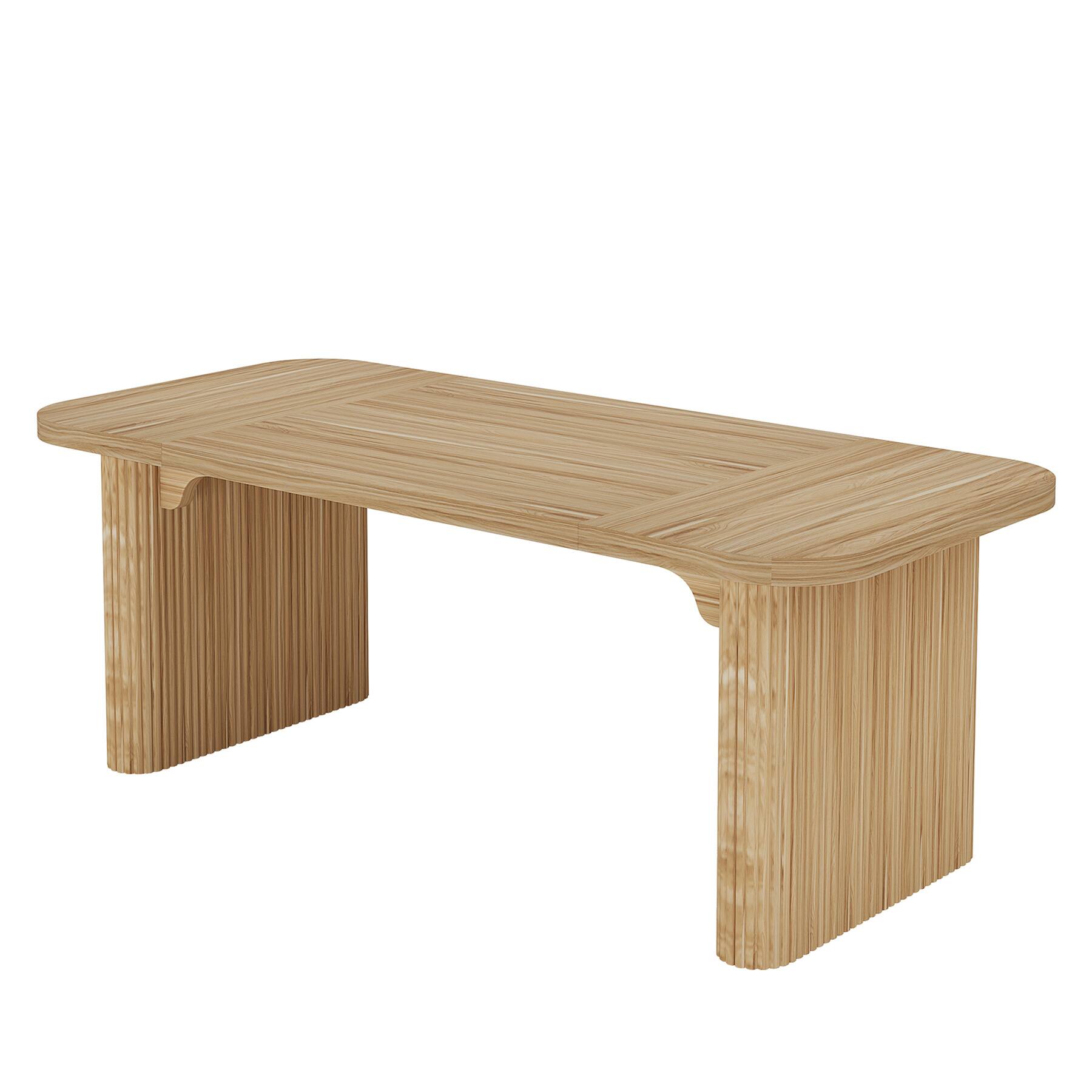 Left. APRILSOUL - 62in Large Computer Workstation with Sturdy Double Pedestal Base Simple Rectangular Writing and Study Table Natural - Natural Wood.