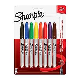 Sharpie - Permanent Markers, Fine Tip, 8/Pack - Assorted Colors