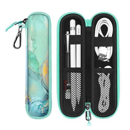 Front. Kitcheniva - Soft Neoprene Pencil Holder Case Carry Pouch For Apple Pencil Emerald Marble - Emerald Marble.