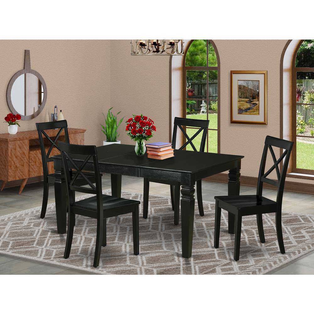 Left. East West Furniture - Dining Room Set Black - Brown.